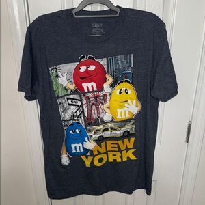 M&M'S Graphic Tee with Red, Yellow, and Blue Characters